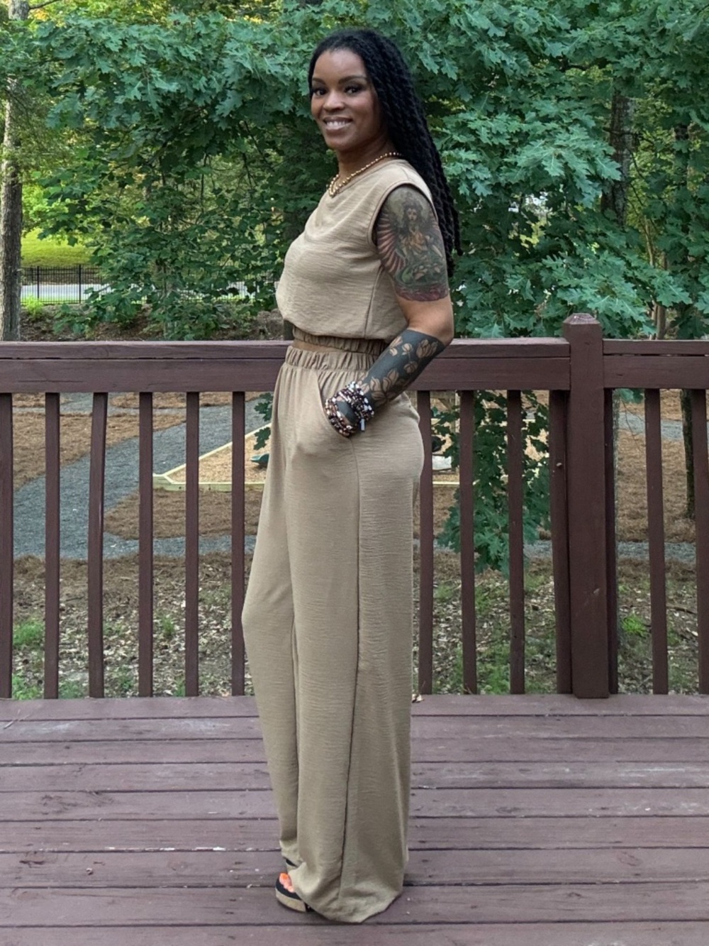 Mocha Wide Leg Pants Set - Picture 2 of 3